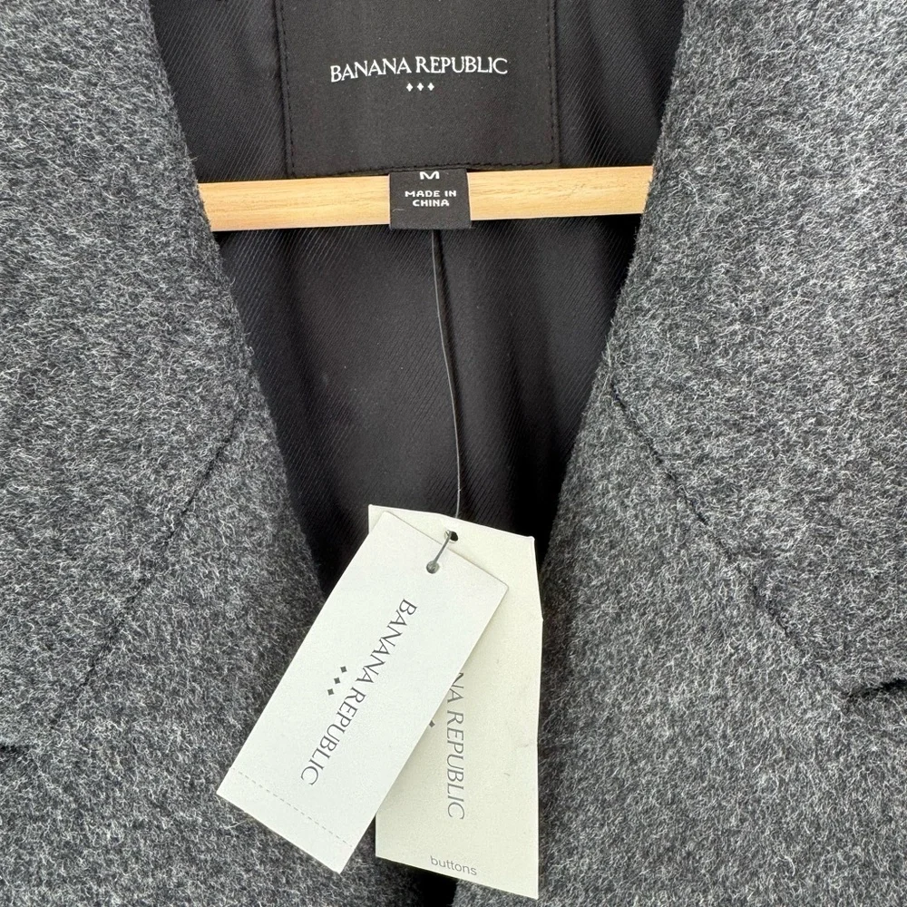 BRAND NEW! Banana Republic Men’s Gray Wool Blend Double Breasted Coat - Picture 2 of 13
